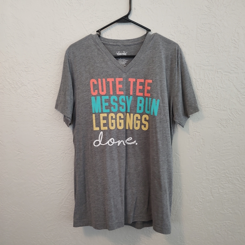 Cute Tee. Messy Bun. Leggings. Done.